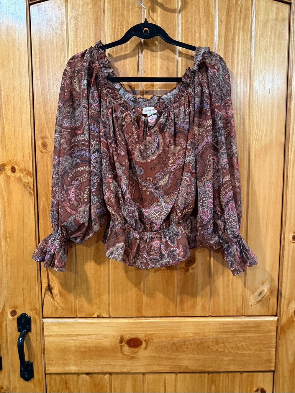 Flying Tomato Boho Paisley Peasant Blouse